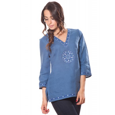 Embroidered tunic "Trypillia" blue